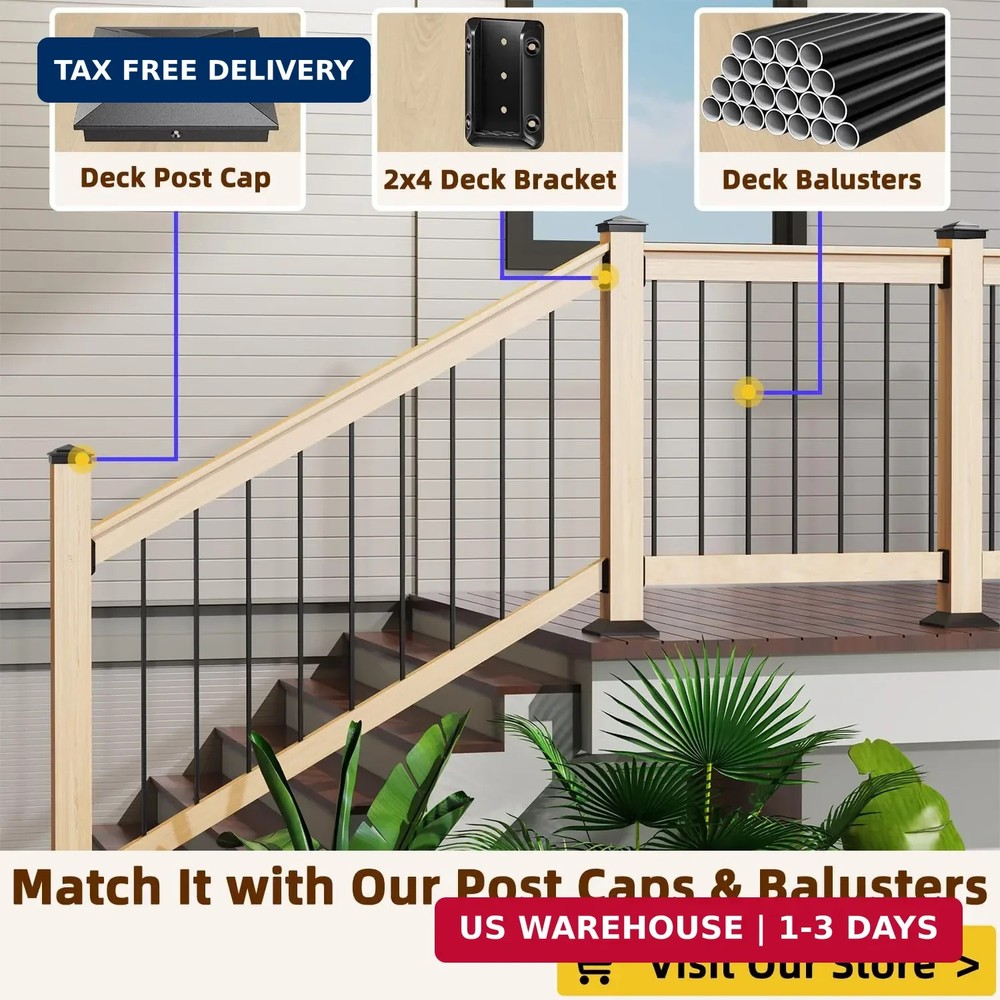 4 pcs Deck Railing Bracket Connectors for 2"×4" (1.5" × 3.5") Deck Railing Wood