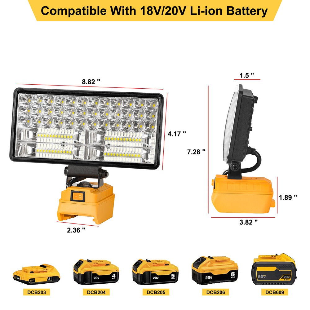 For DeWALT LED 20V 20Volt MAX Cordless LED Work Light Flashlight Torch TOOLS