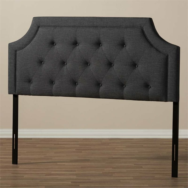 Baxton Studio Mars Fabric Tufted Full Headboard in Dark Gray