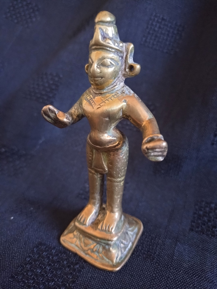 Antique Indian Bronze/Brass 19th Century Devotee Deity Statue