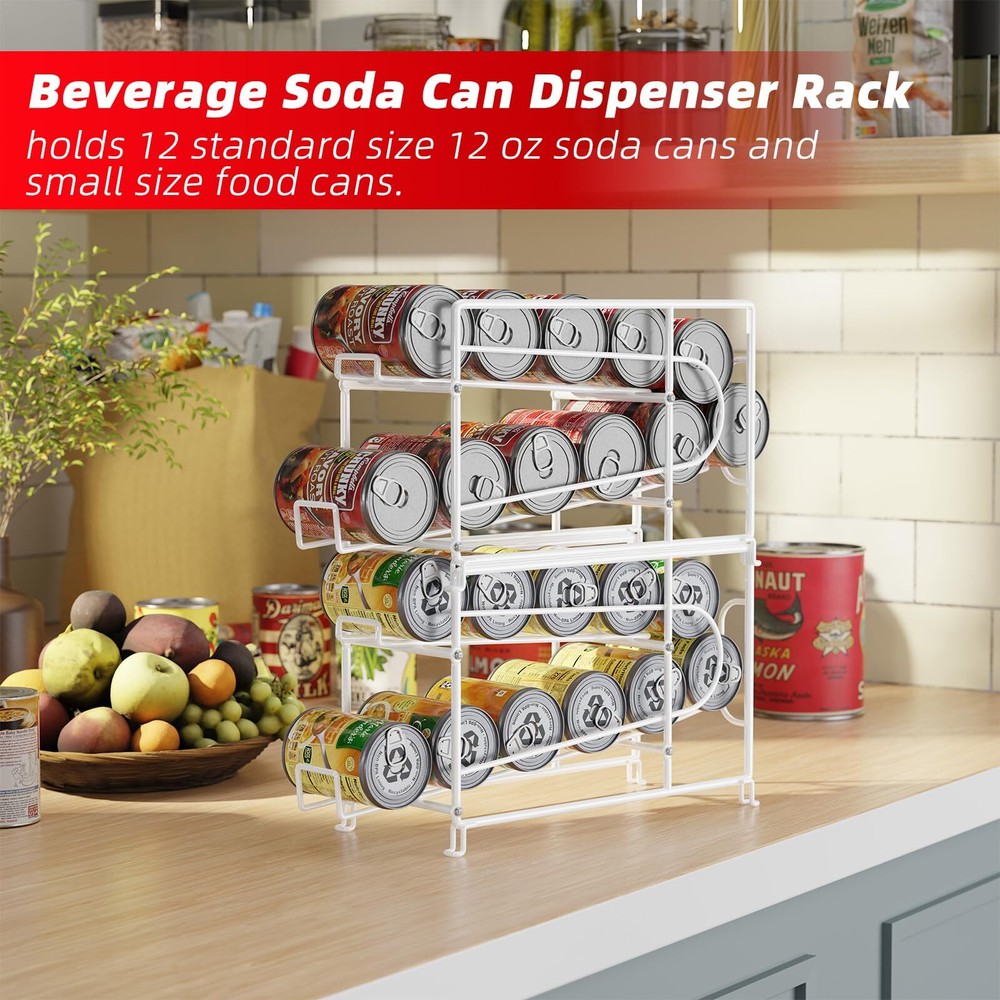 Soda Can Rack Organizer For Pantry Stackable 2 Pack Metal Rustproof Can Dispense