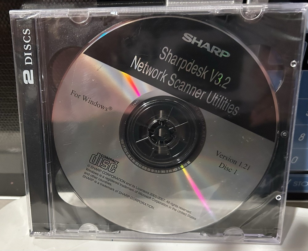 New Sharp Sharpdesk V3.2 Network Scanner Utilities For Windows 2 Disc Set