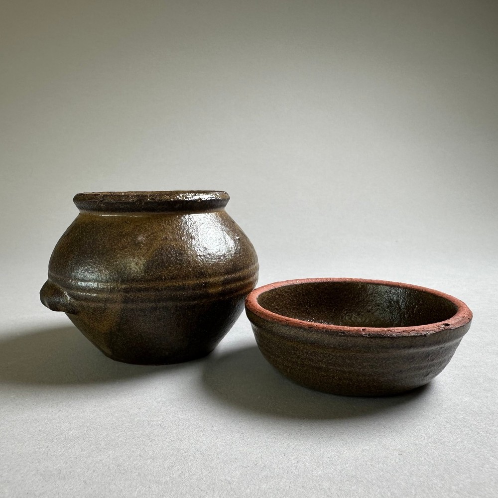 Korean Earthenware Onggi Handmade Ceramic Fermentation Storage Vessel Kimchi XS