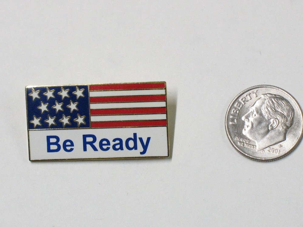 Be Ready American Flag Lapel Hat Pinback