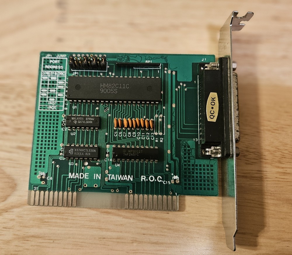 Vintage 8 Bit ISA HM82C11C Parallel Interface Card