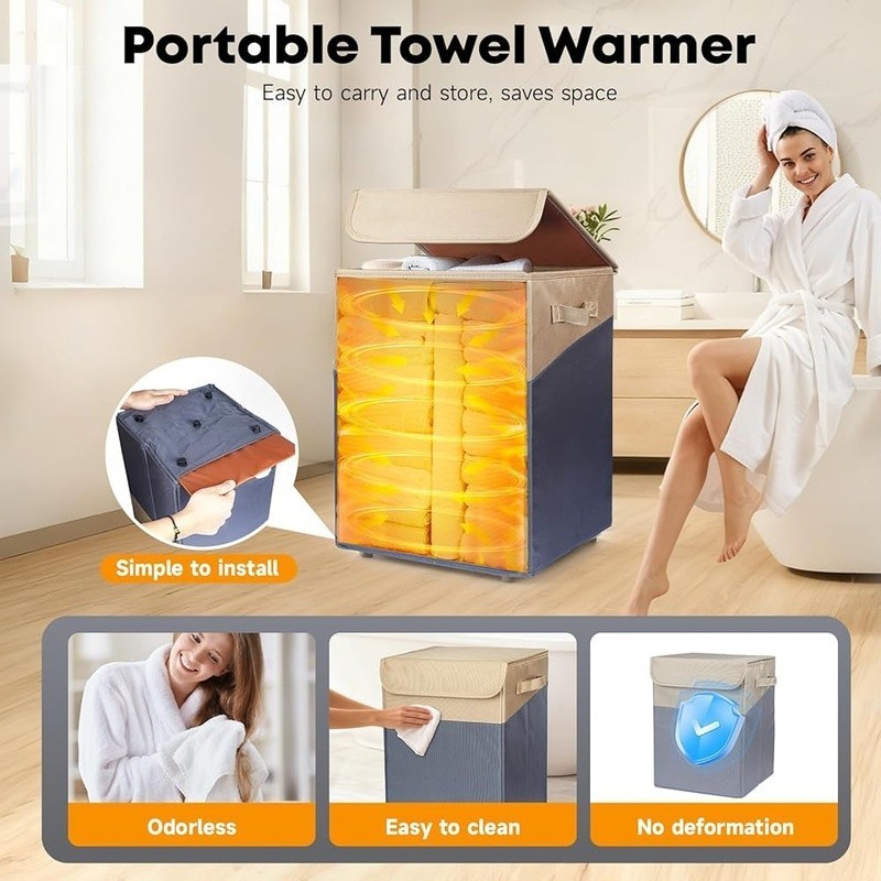 38L Foldable Towel Warmer Bucket Oversized Towels & Blankets 4 Heating Modes