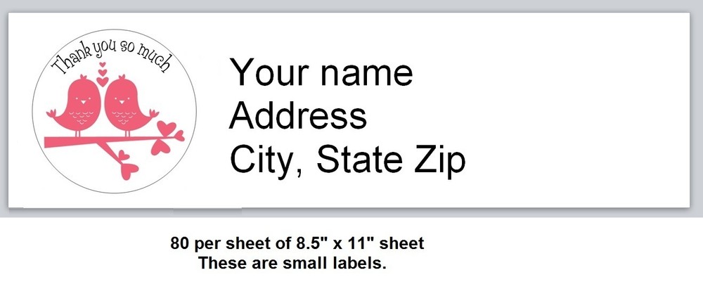 80 SMALL Personalized address Labels Birds (B 1)