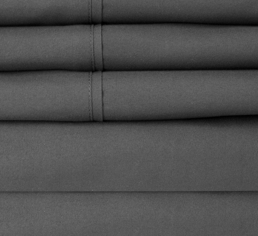 Bed Sheets Queen Size Grey - 6 Piece 1500 Supreme Collection Fine Brushed Mic...