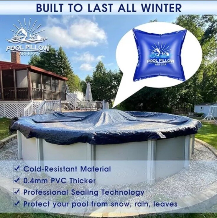 4x4Ft Pool Pillow | Pool & Spa Debri Protection | Winterization | Extra Thick