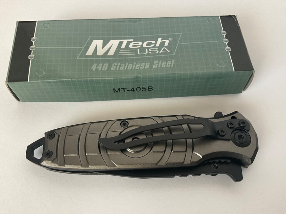 M-Tech Tactical Folding Knife Circle Pattern Handle in Gunmetal Grey MT-405B