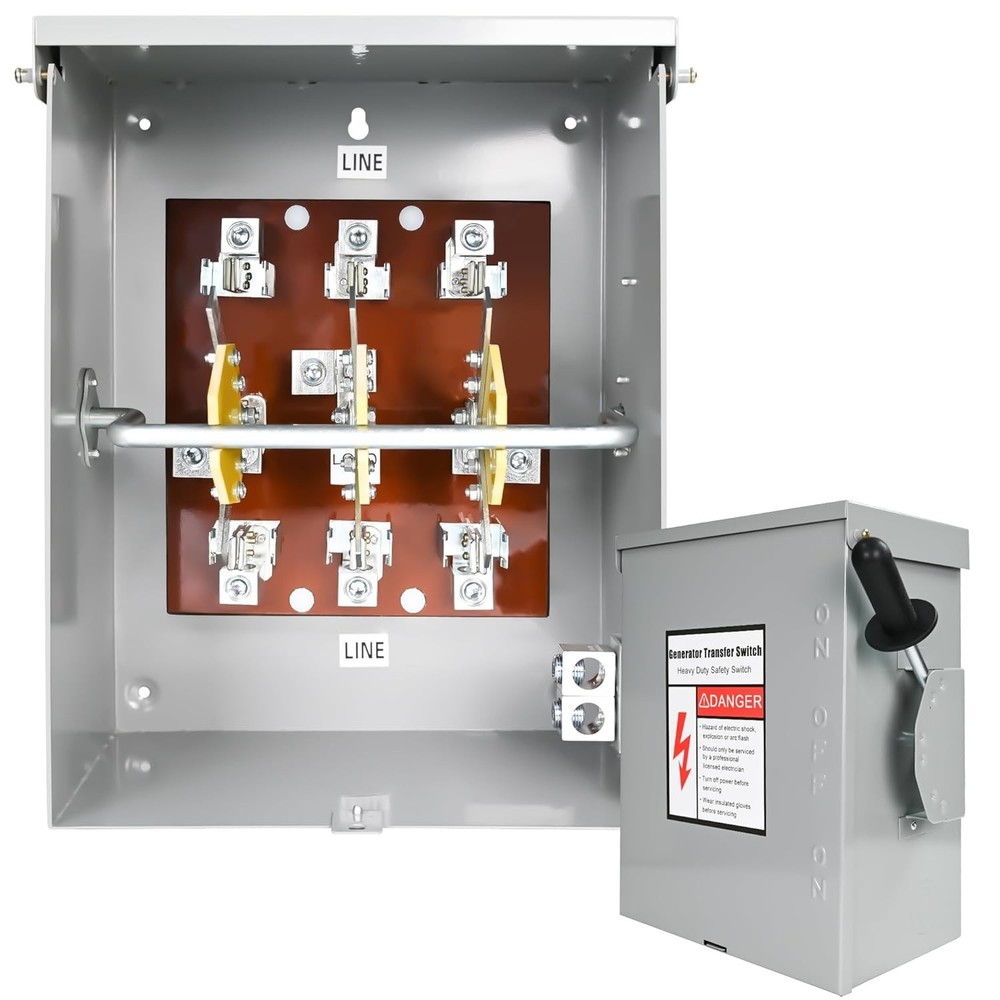 200A 3-Pole Manual Transfer Switch for Home Generator - NEMA 3R Certified