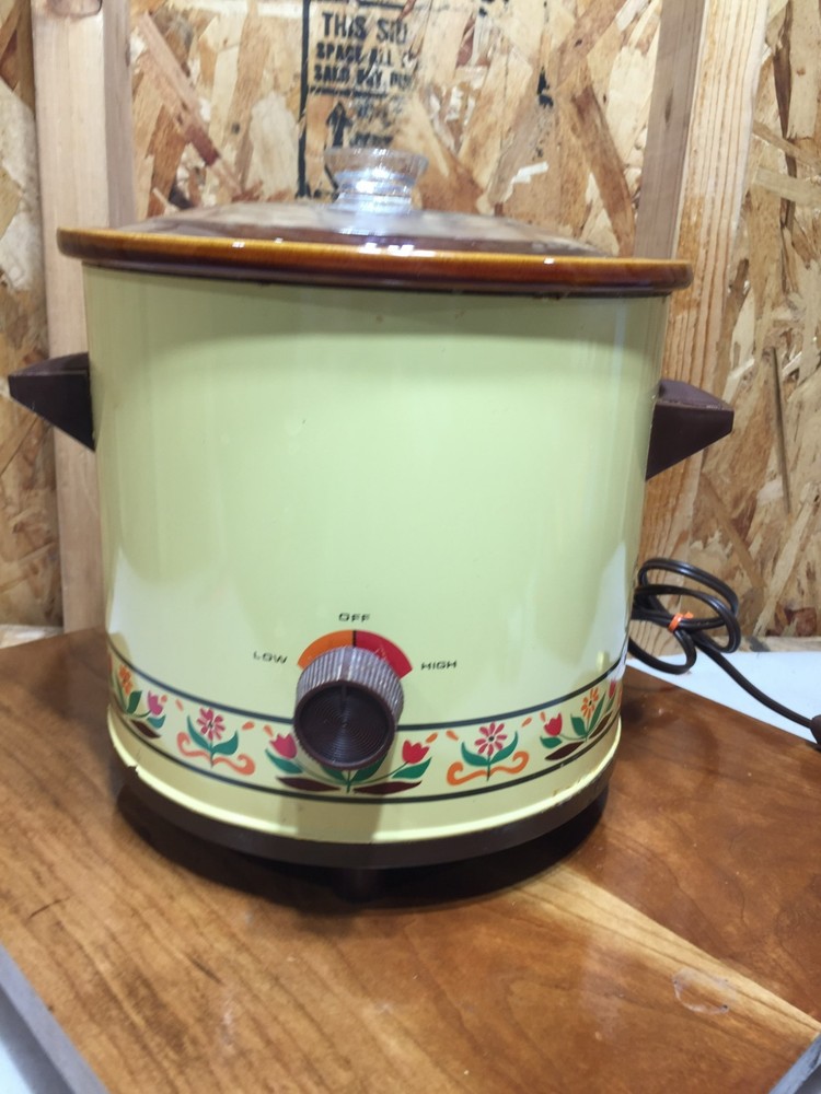 VTG Crock Pot Rival Orange Yellow Floral