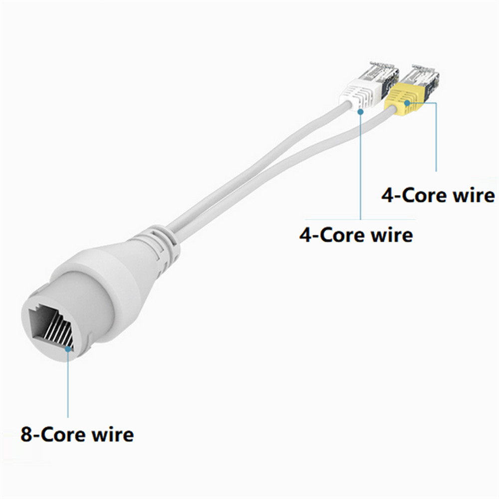 POE Splitter 2-in-1 Network Cabling Three-way RJ45 Converter For Security Camera