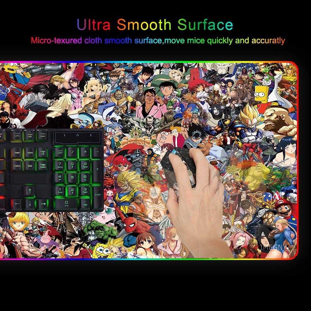 RGB Mouse Pad, Large Extended Soft Led Mouse Mat with Different Lighting Mode...
