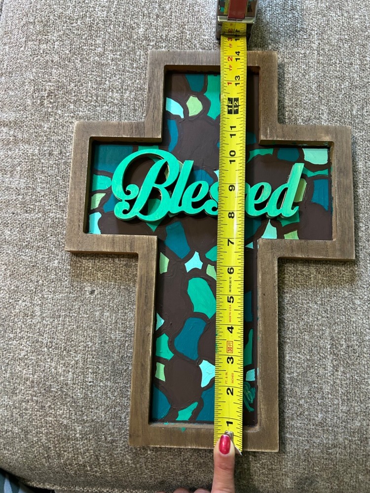 ‘Blessed’ Painted Wood Cross