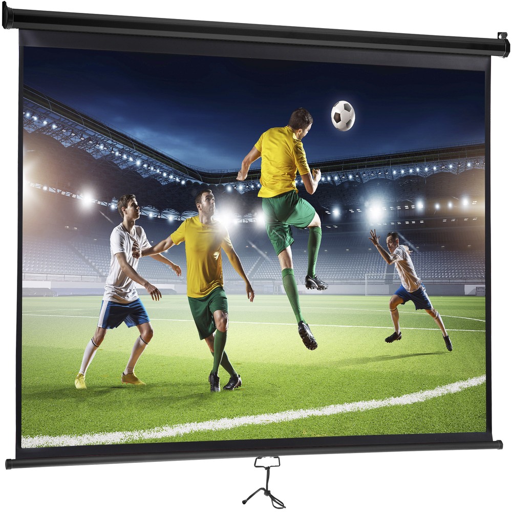 100 inch Projector Screen Pull Down Manual 16:10 4K HD Ceiling Wall Mount Black