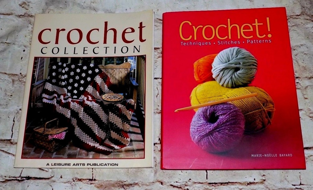 Lot of 2 Crochet Collection Techniques Reference Book Patterns Leisure Arts