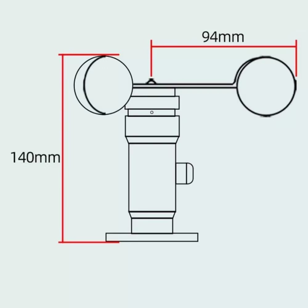 Polycarbonate Three-Cup Anemometer RS485 Wind Speed Sensor Transmitter 0-30M/S