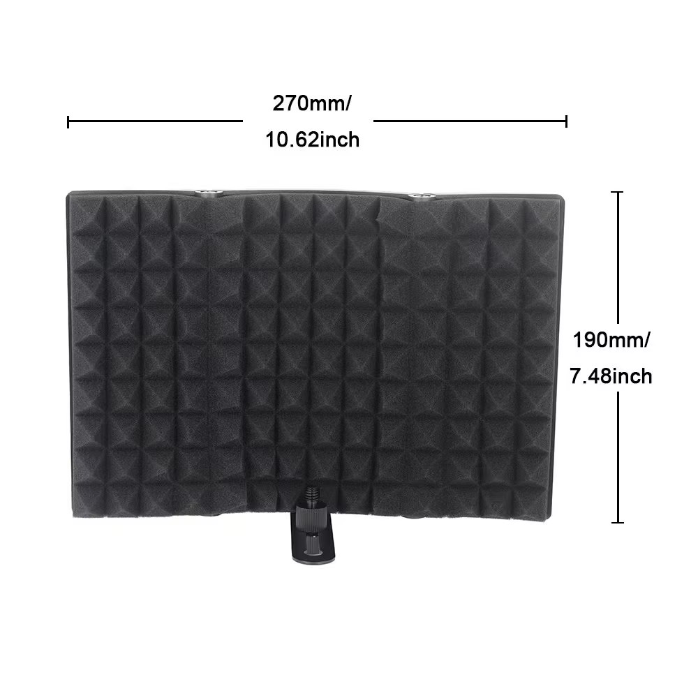 Microphone Isolation Hood, Foldable Microphone Shield with Triple Sound Isolatio