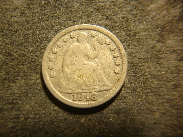 1848 Solid Seated Liberty Half Dime Nice Rims Decent Coin NCX