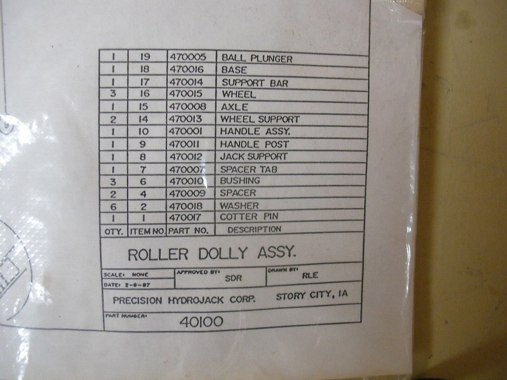 Roller Dolly Assembly For Use With Jacks 40100 , 4910-01-112-9869