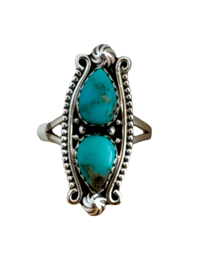 Kingman Turquoise Solid 925 Sterling Silver Ring 6
