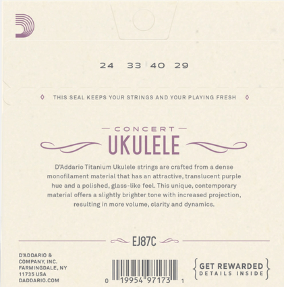 D'Addario Titanium Concert Ukulele Strings (3 Pack)