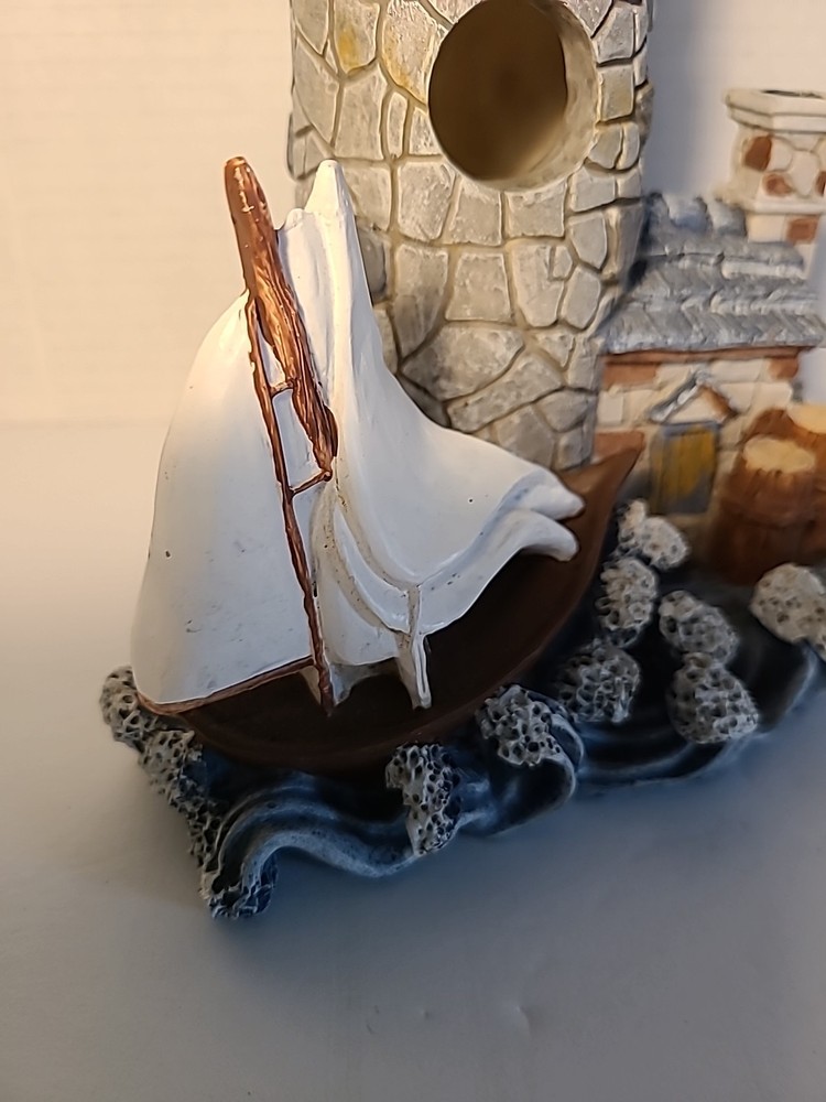 Graystone Lighthouse Sailboat And Waves With Hanging Chain