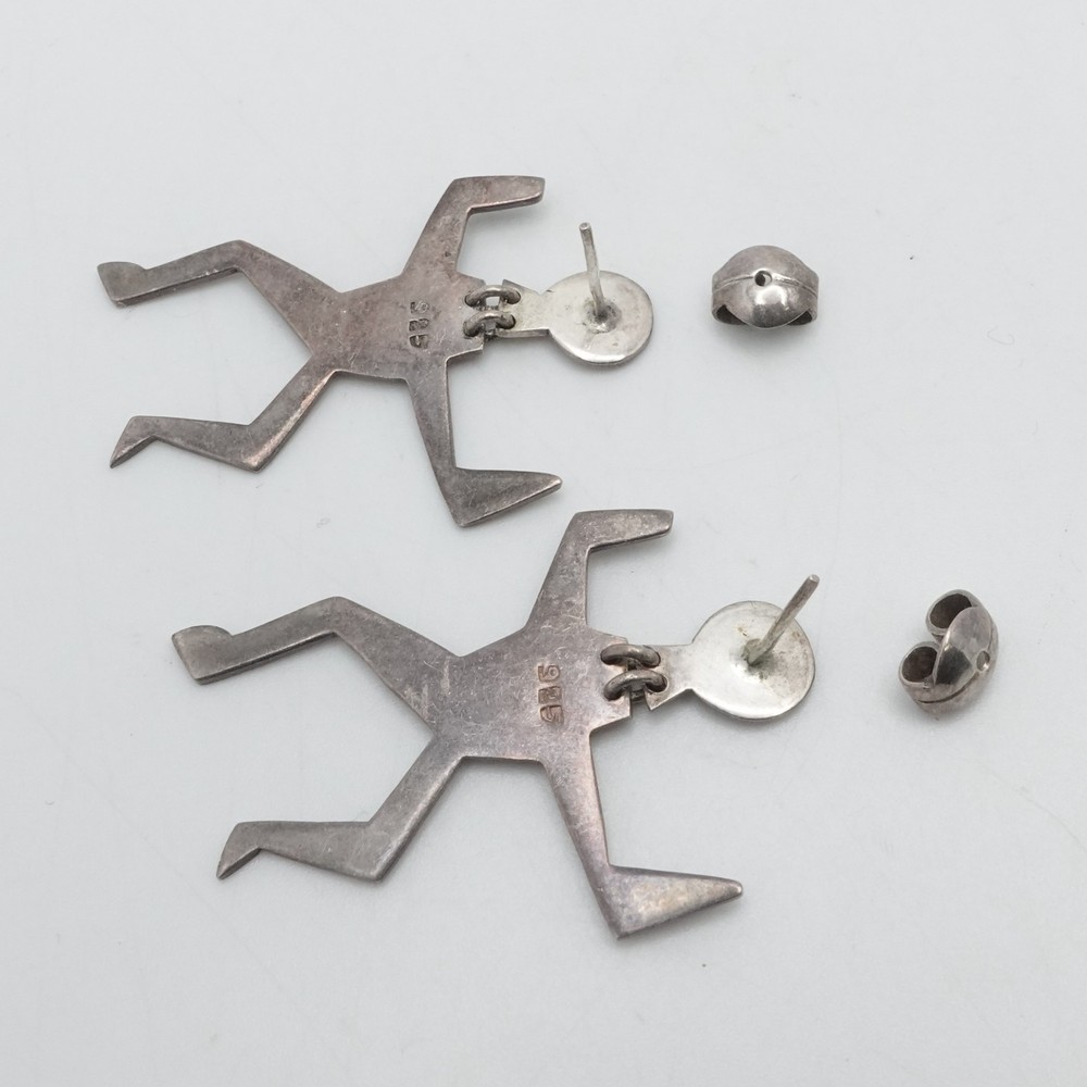 Sterling Silver Tribal Dancing Dangle Earrings 2"