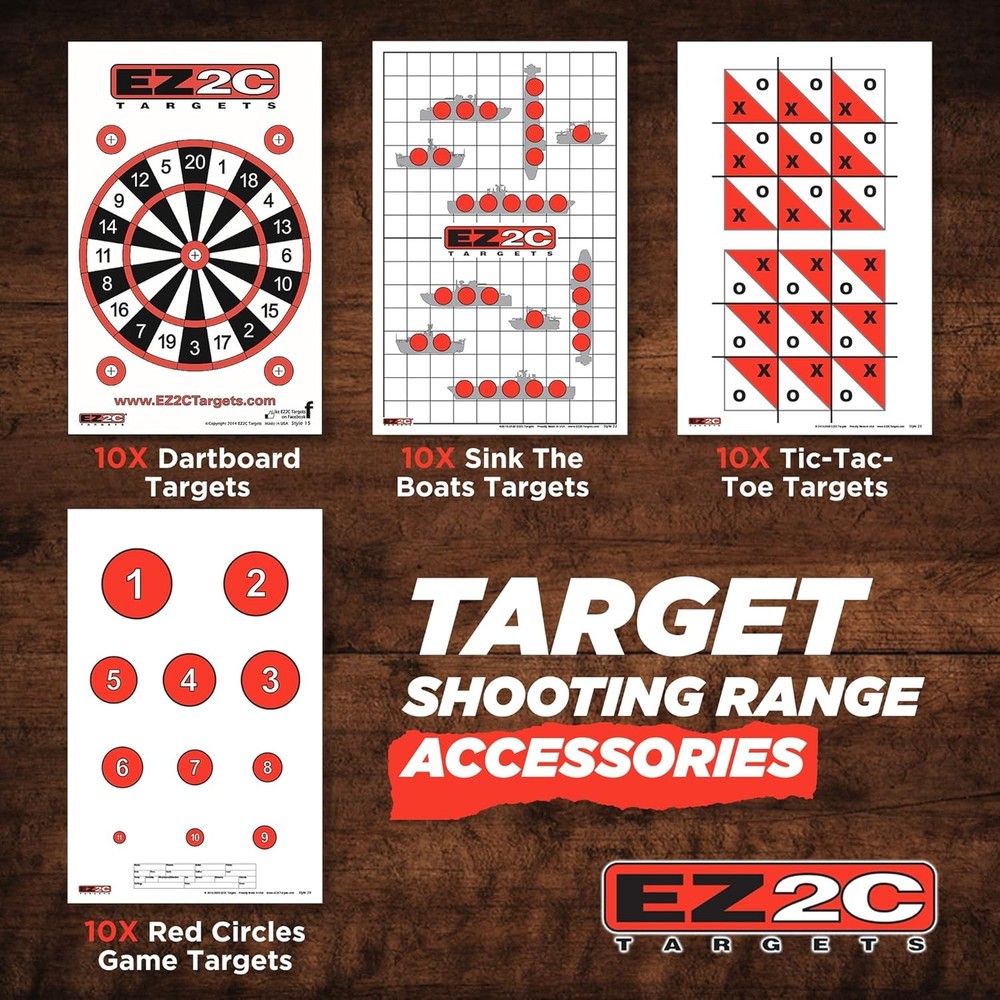 EZ2C Four Various Style Target Papers for Gun Shooting Range, Red