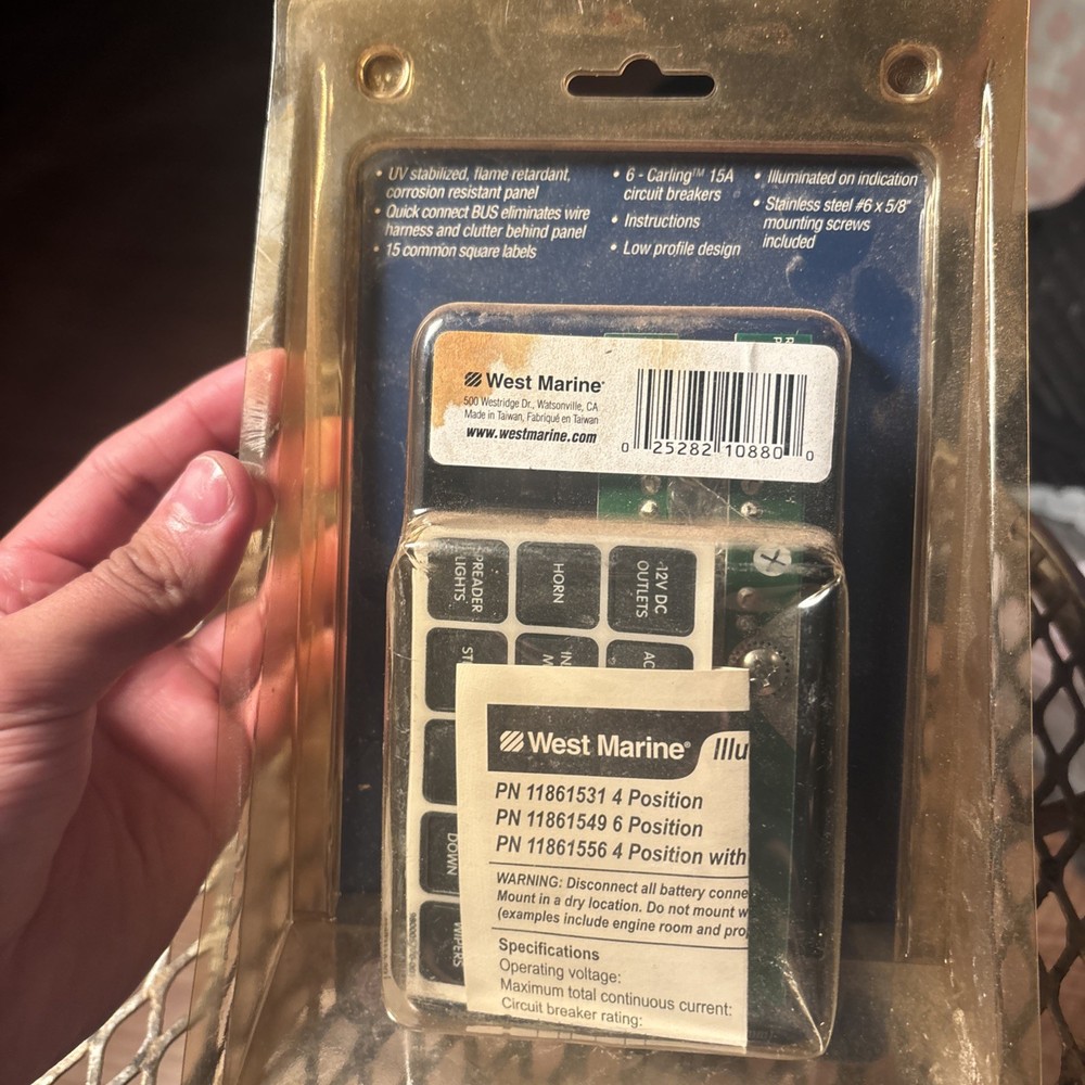 West Marine 12V DC 4-Position Circuit Breaker Switch Panel