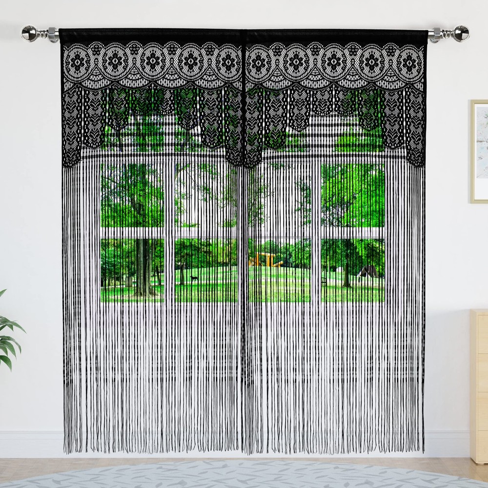 Macrame Lace Door String Curtain for Doorways,Boho Curtains Backdrop Panel