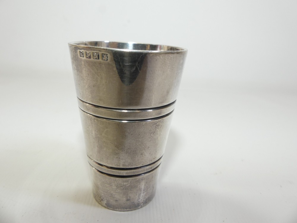 (ref288CB) Vintage silver plated tot measurer