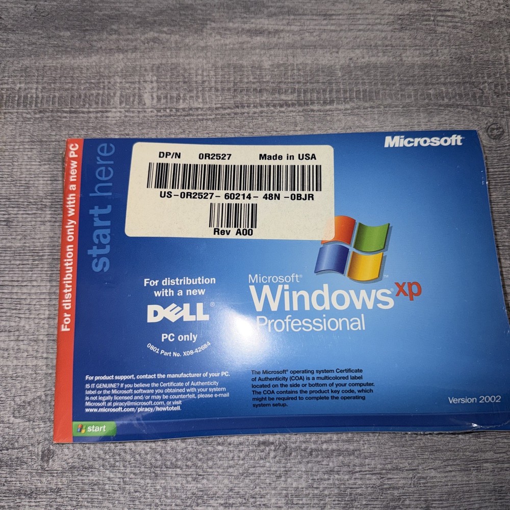 2002 MICROSOFT WINDOWS XP PROFESSIONAL SOFTWARE NOS SEALED