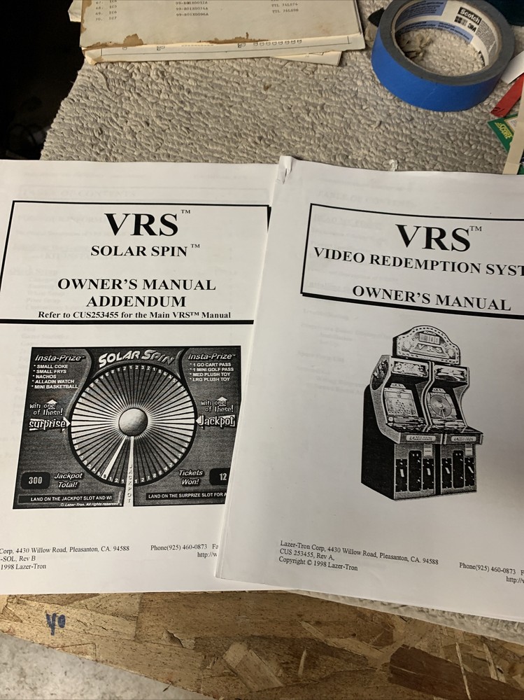 Solar Spin VRS System Set Lazer Tron ,,arcade  Game Manual