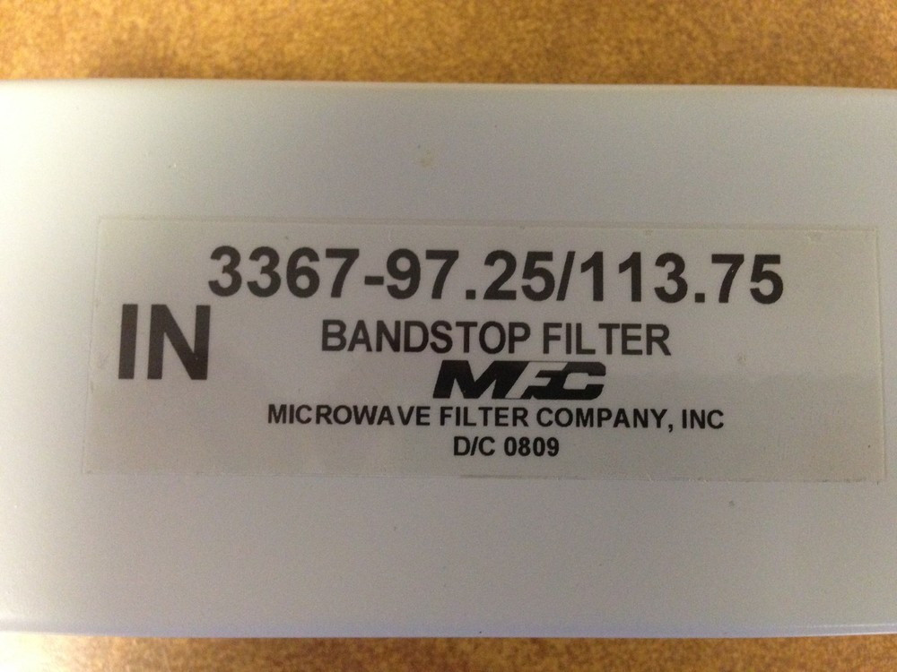 Microwave Filter Co. 3367 -97.25/113.75 Bandstop Filter