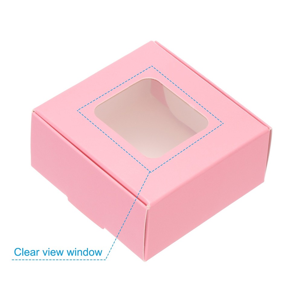 2.5"x2.5"x1" Paper Soap Box with Window, 30 Pack Square Box, Pink