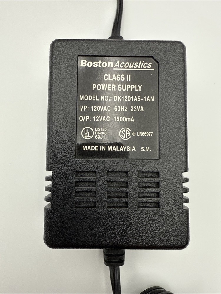 BOSTON ACOUSTICS BA745 Computer 3 Speaker System W/Wire & Power Adapter Tested