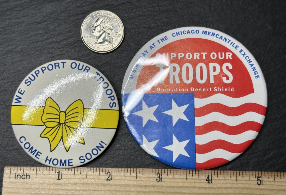 2 1990 OPERATION DESERT SHIELD SUPPORT OUR TROOPS PINS M209