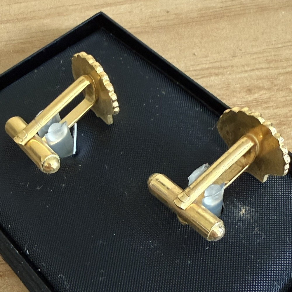 Gold Coloured Cufflinks Shell Design Boxed