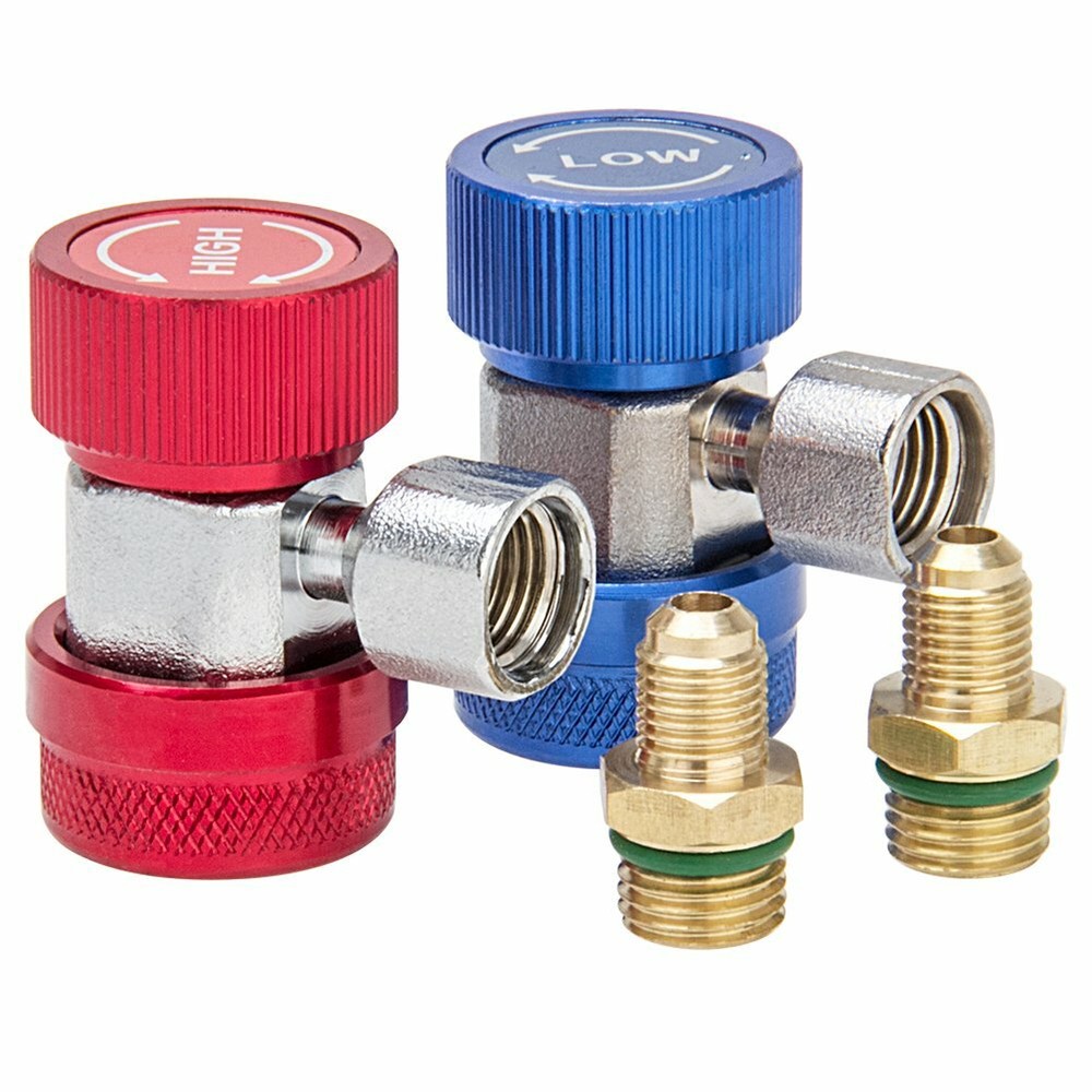 Adjustable AC Quick Coupler Connector Adapter High Low Side 1/4" SAE HVAC