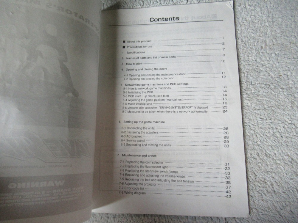 WAVE SHARK KONAMI arcade game manual