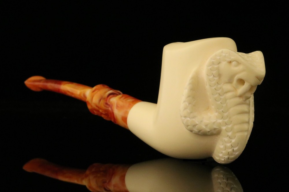 Cobra Block Meerschaum Pipe with custom case M1838