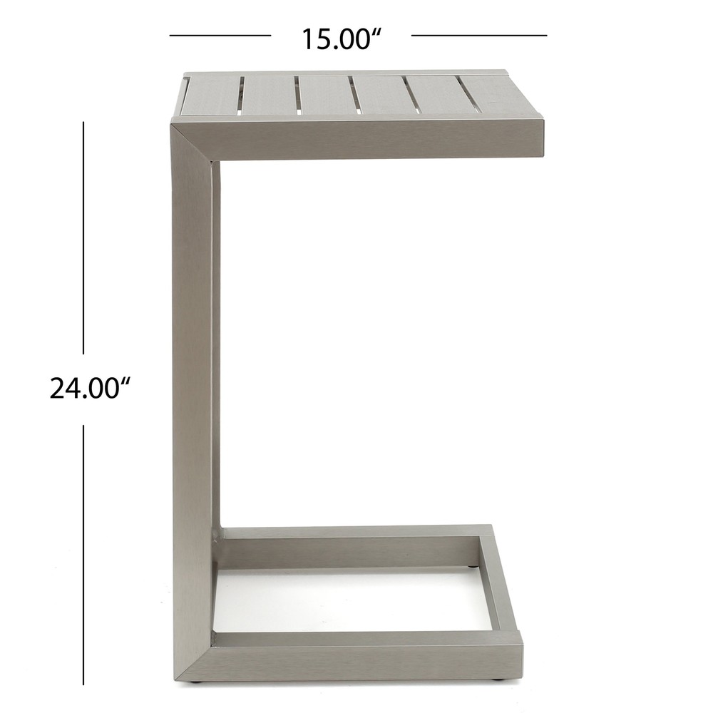 Christopher Knight Home Cape Coral Aluminum C-Shaped End Table Silver