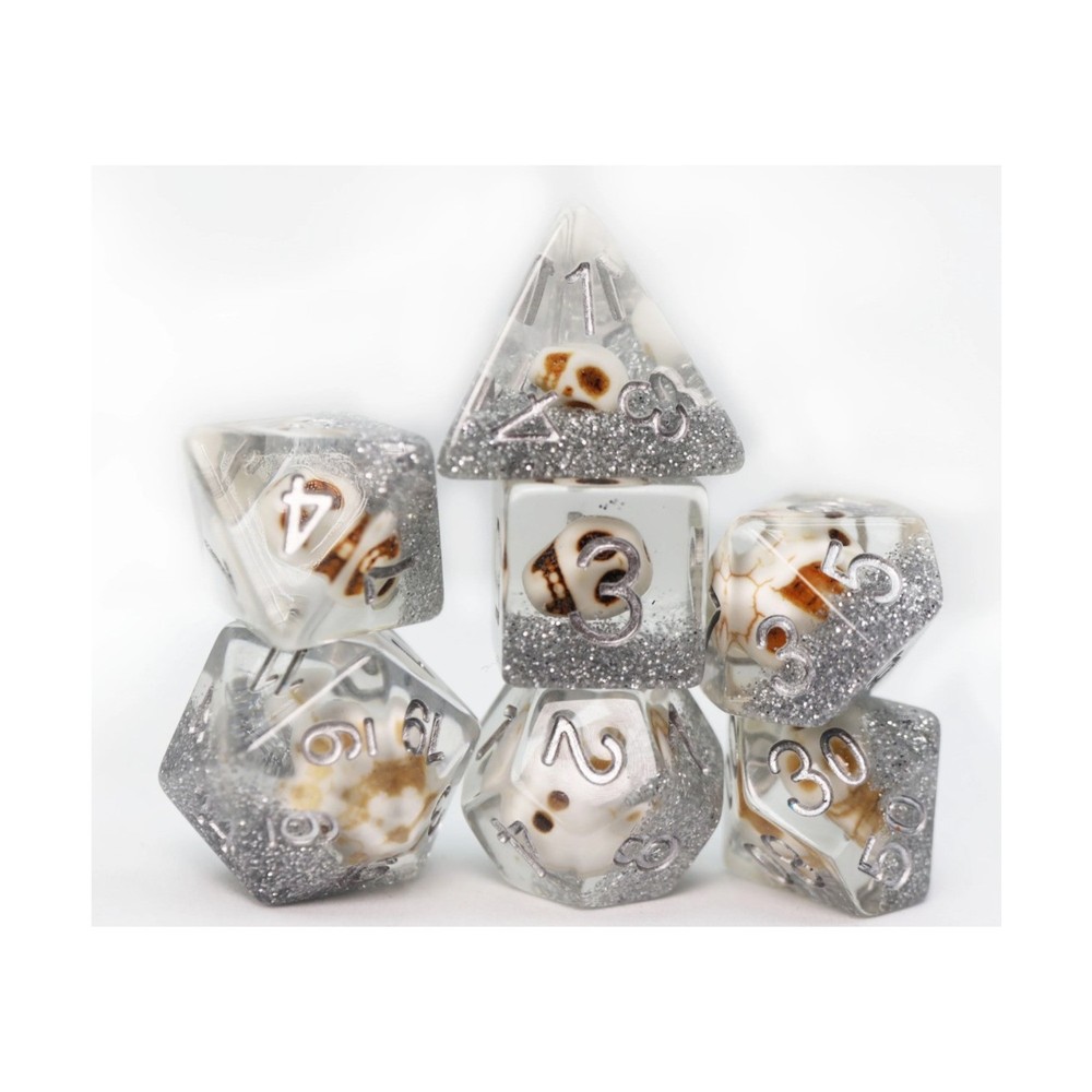 Foam Brain Assorted Inclusions Dic  Poly Set - Skull and Silver w/Silver ( New