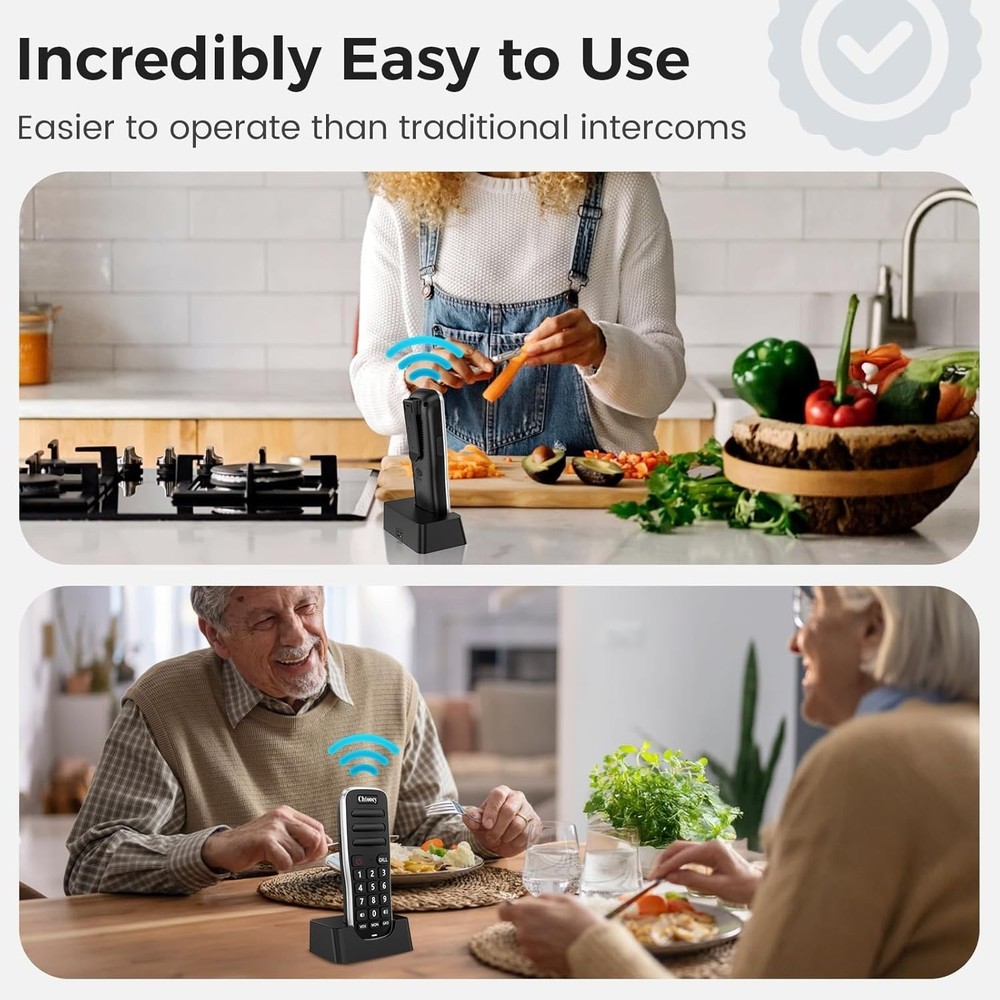 Wireless Intercom System Long Range House Office Handheld 4 Pack