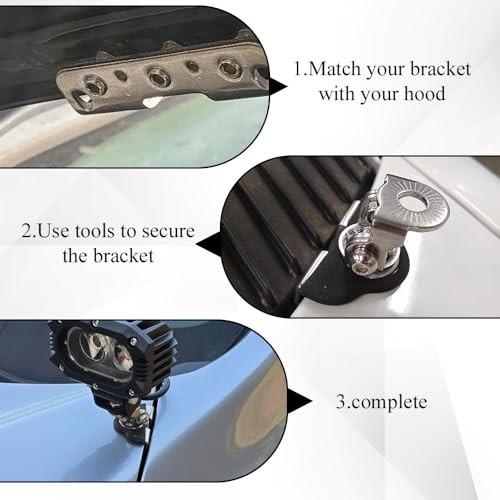 2PCS LED Light Bar Mounting Brackets, Ditch Light Brackets, Adjustable Silver