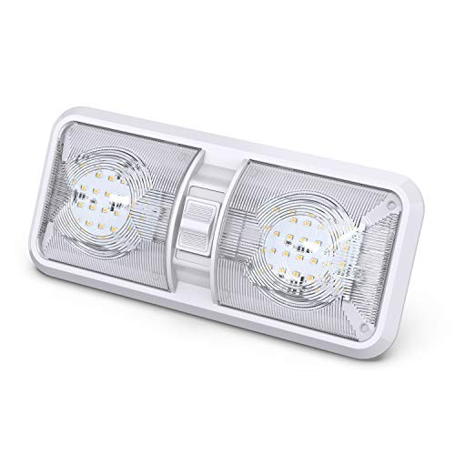 2 Pack RV LED Ceiling Double Dome Light Fixture with ON/Off Switch Interior
