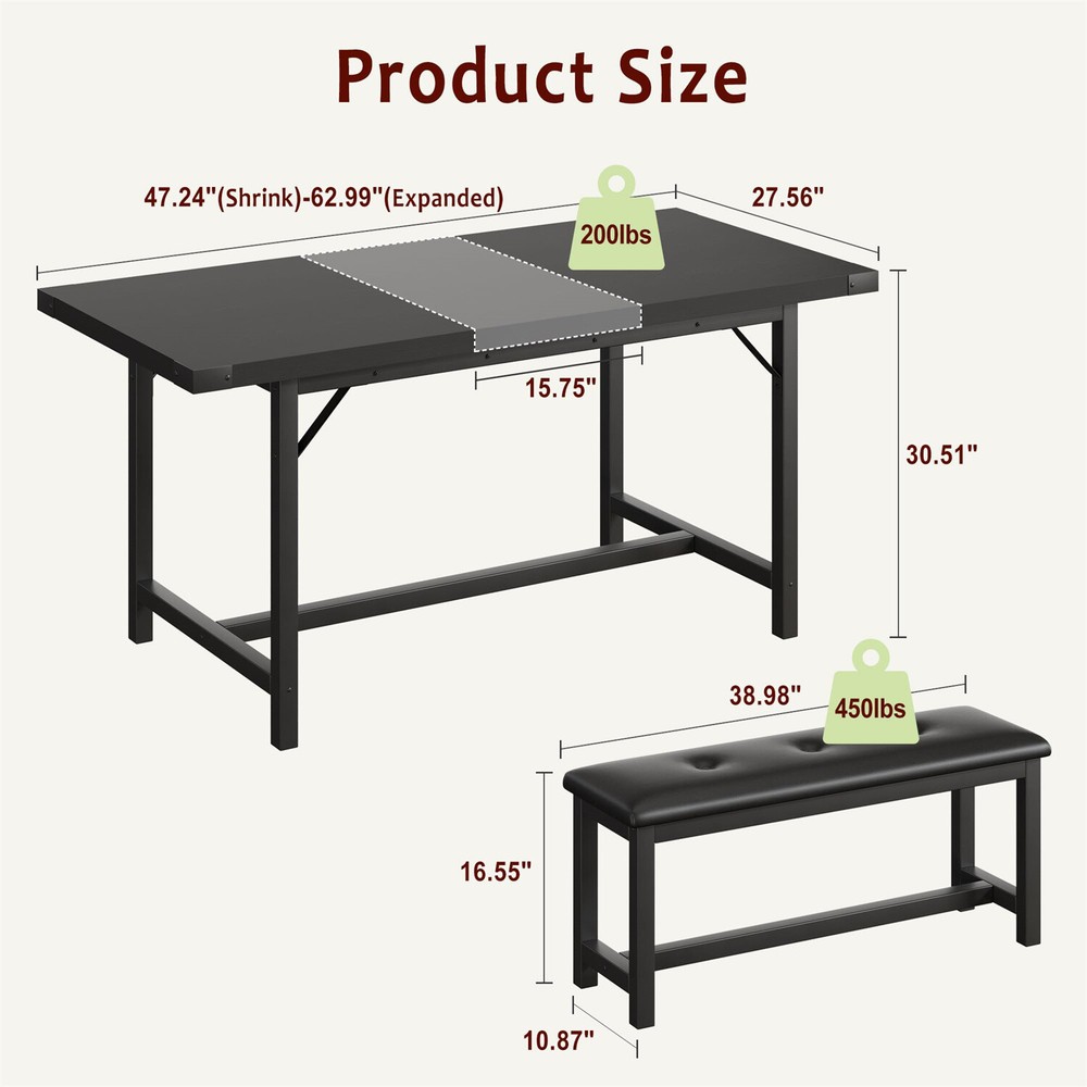 ✅Dining Room Table Set with 2 Upholstered Benches for Apartment Saving Space