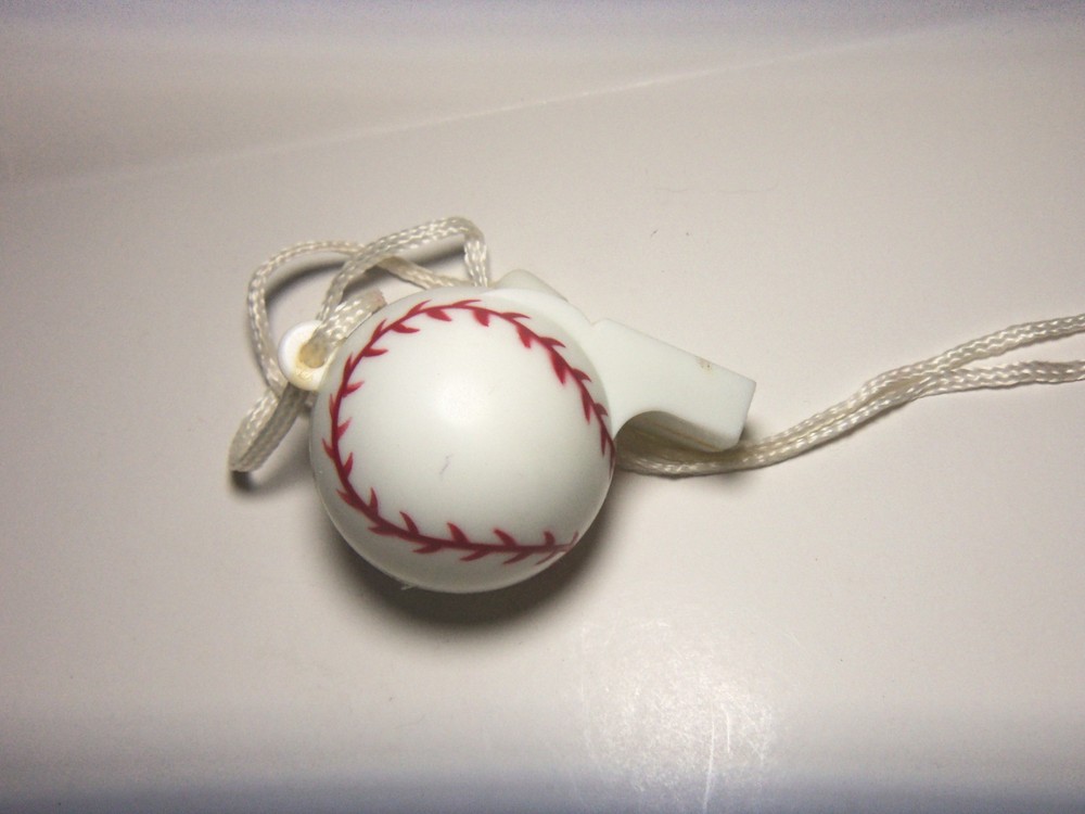 VINTAGE BASEBALL SHAPED WHISTLE (2" LONG)